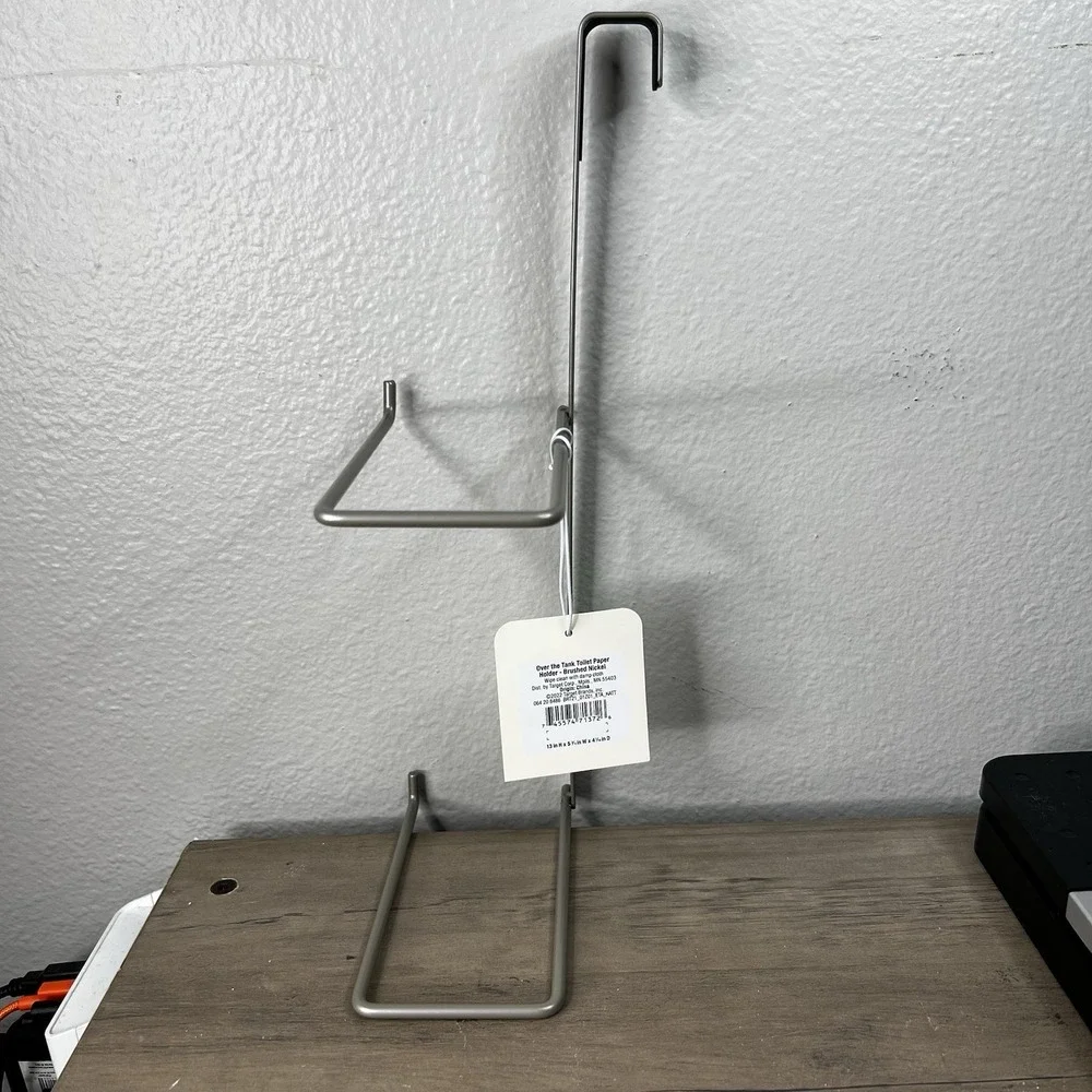 Brightroom Over The Tank Toilet Paper Roll Holder Bathroom Brushed Nickle NWT‎
